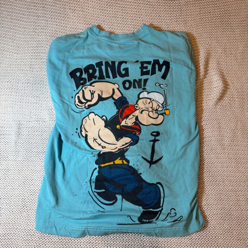 The Souled Store Popeye Bring Em On Graphic Long Sleeve T-Shirt Blue Small
